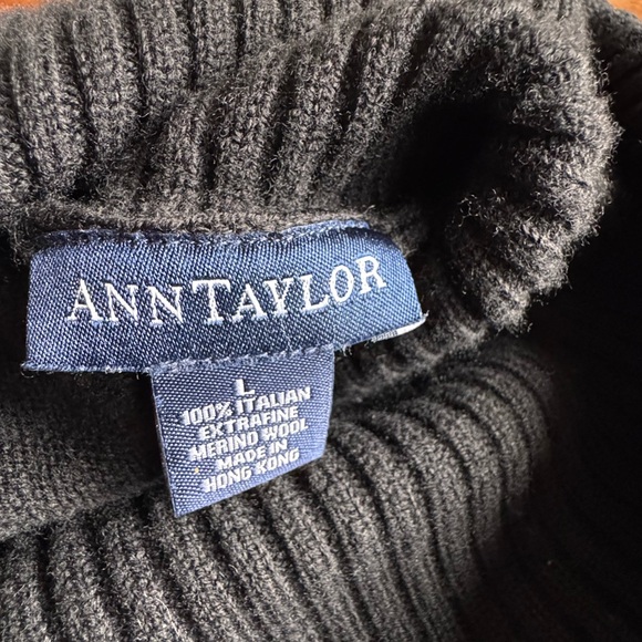 Ann Taylor Wool Black Open Collar Cardigan - Picture 8 of 10